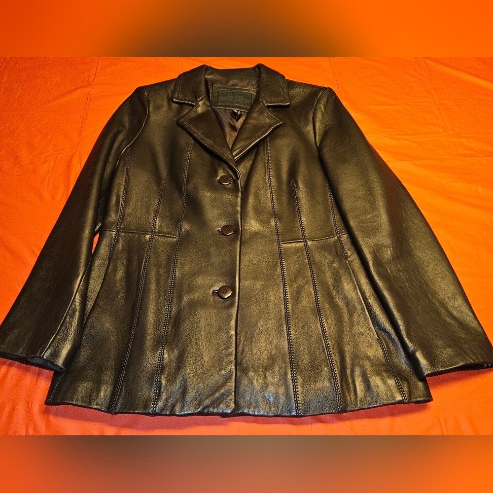 Avanti New York Brown Leather Jacket Large Great Pre-Owned Condition